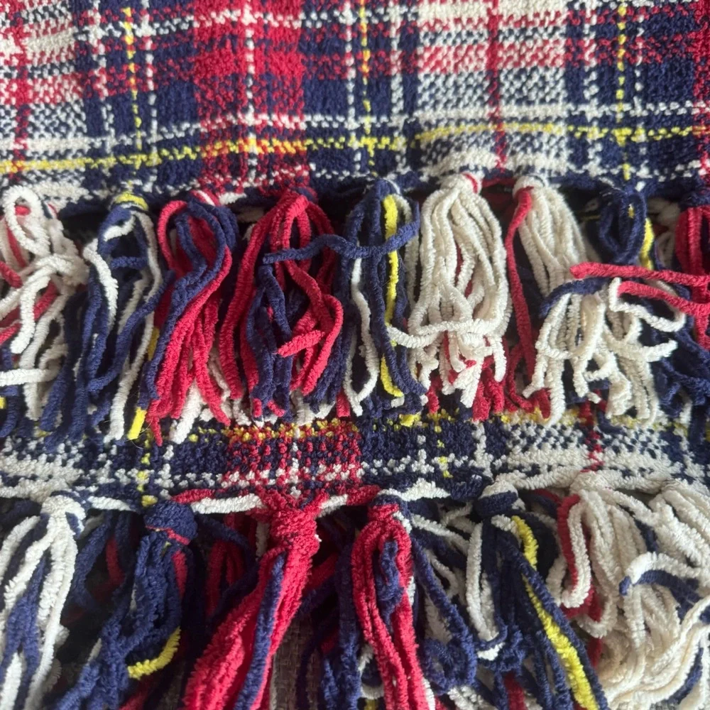 Vintage Ralph Lauren Plaid Throw Blanket with Fringe